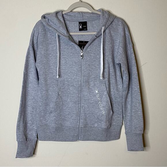 Spyder Gray Hoodie Full Zip Sweater Cotton Polyester Womens Size Medium NWT - Picture 1 of 5